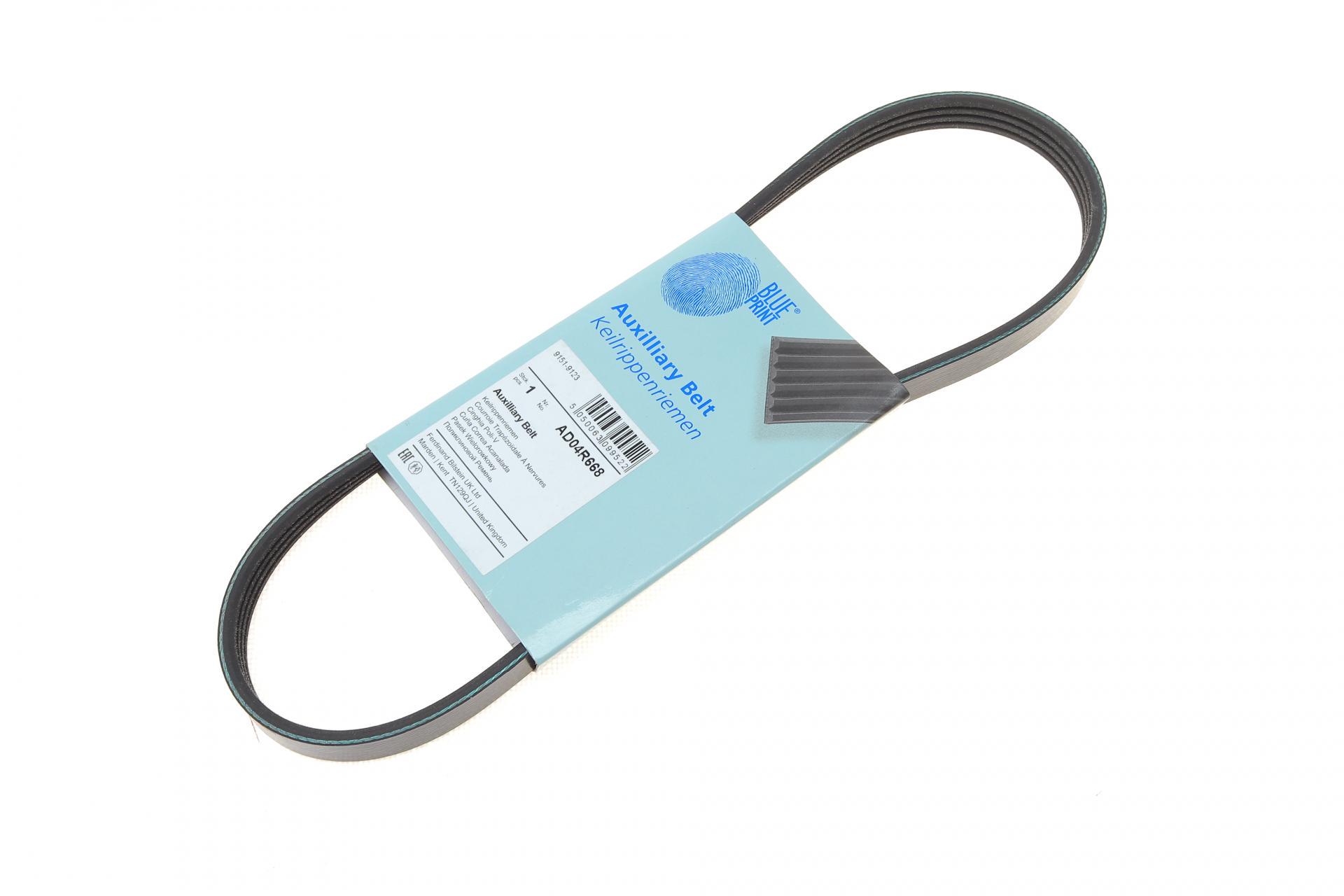 Ремень генератора BLUE PRINT для Fiat Doblo 1.4i 01-/Chevrolet (AVeo 1.2 04-08/Matiz/Kaloz 0.8-1.0 05-/Spark 0.8 05- (AD04R668)