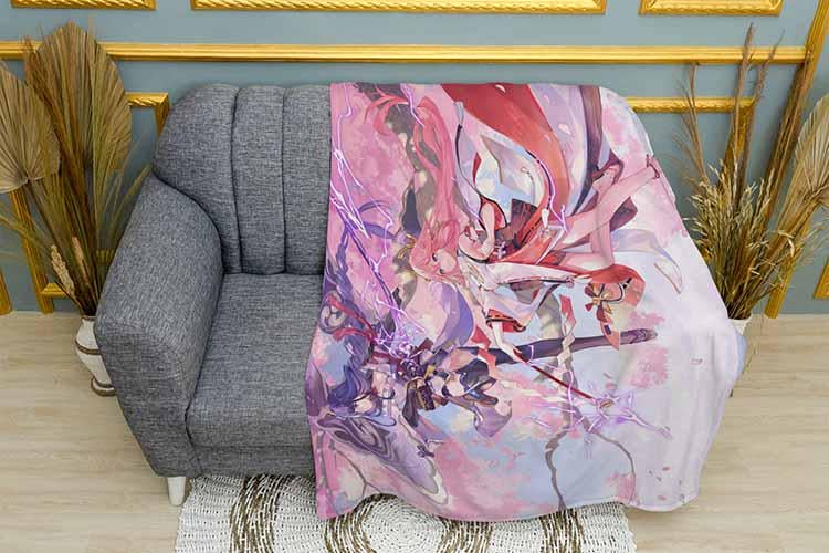 Плед Yae Miko and Raiden Game Genshin Impact плюш однослойный 135х150 см (113096)
