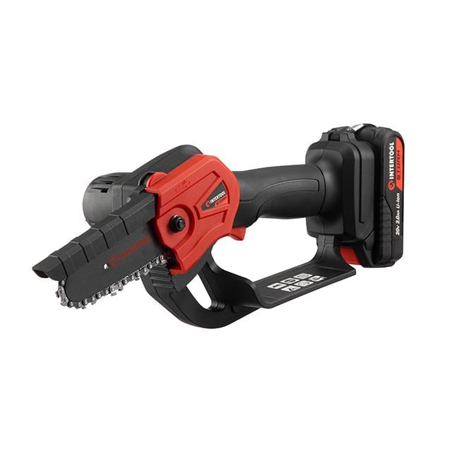 Пилка ланцюгова акумуляторна 20 В шина 10 см 4 м/с, літій-іон 2.0 Ач ЗП 2А