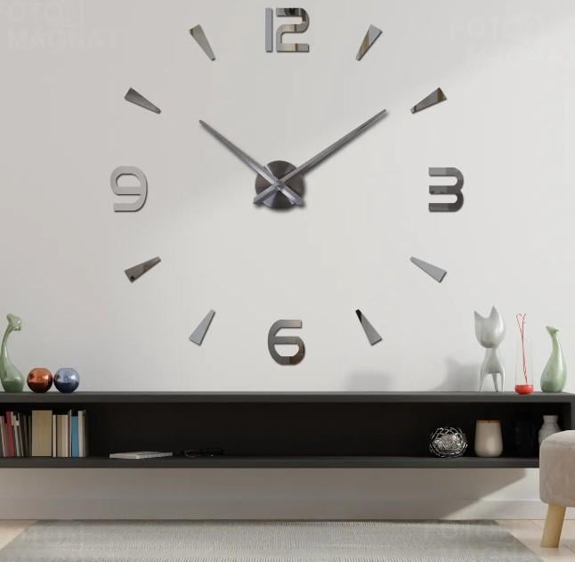 Годинник настінний Idea Арабські полоси 3Д інтер'єрний d 60-130 см Silver