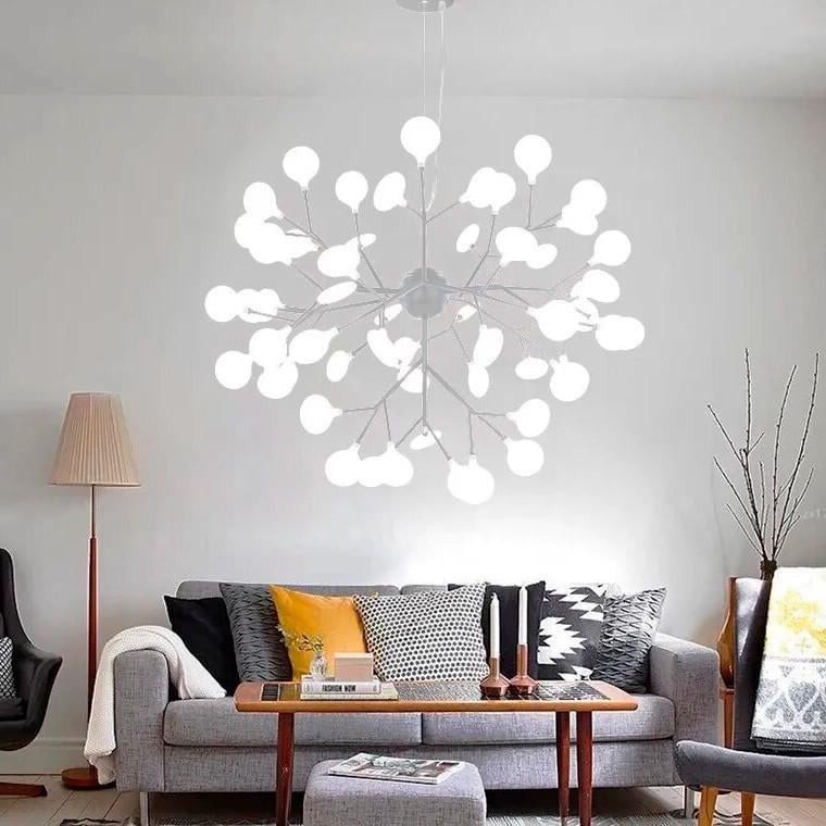 Люстра-дерево подвесная на 54 белых лепесток-плафонов Белый (H 686/54 WT)