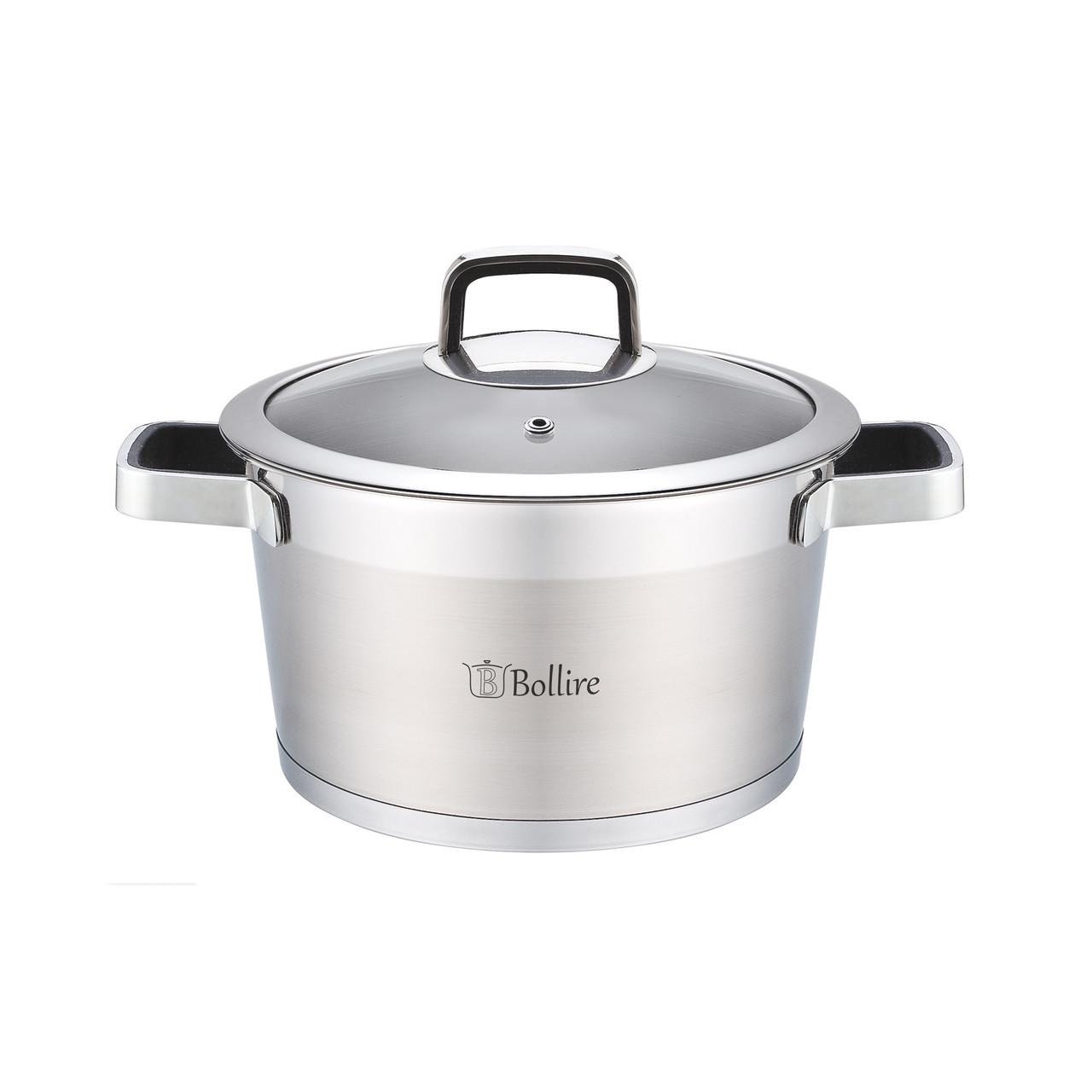 Кастрюля нержавеющая Bollire с крышкой 18 см 2,2 л (BR-2102)