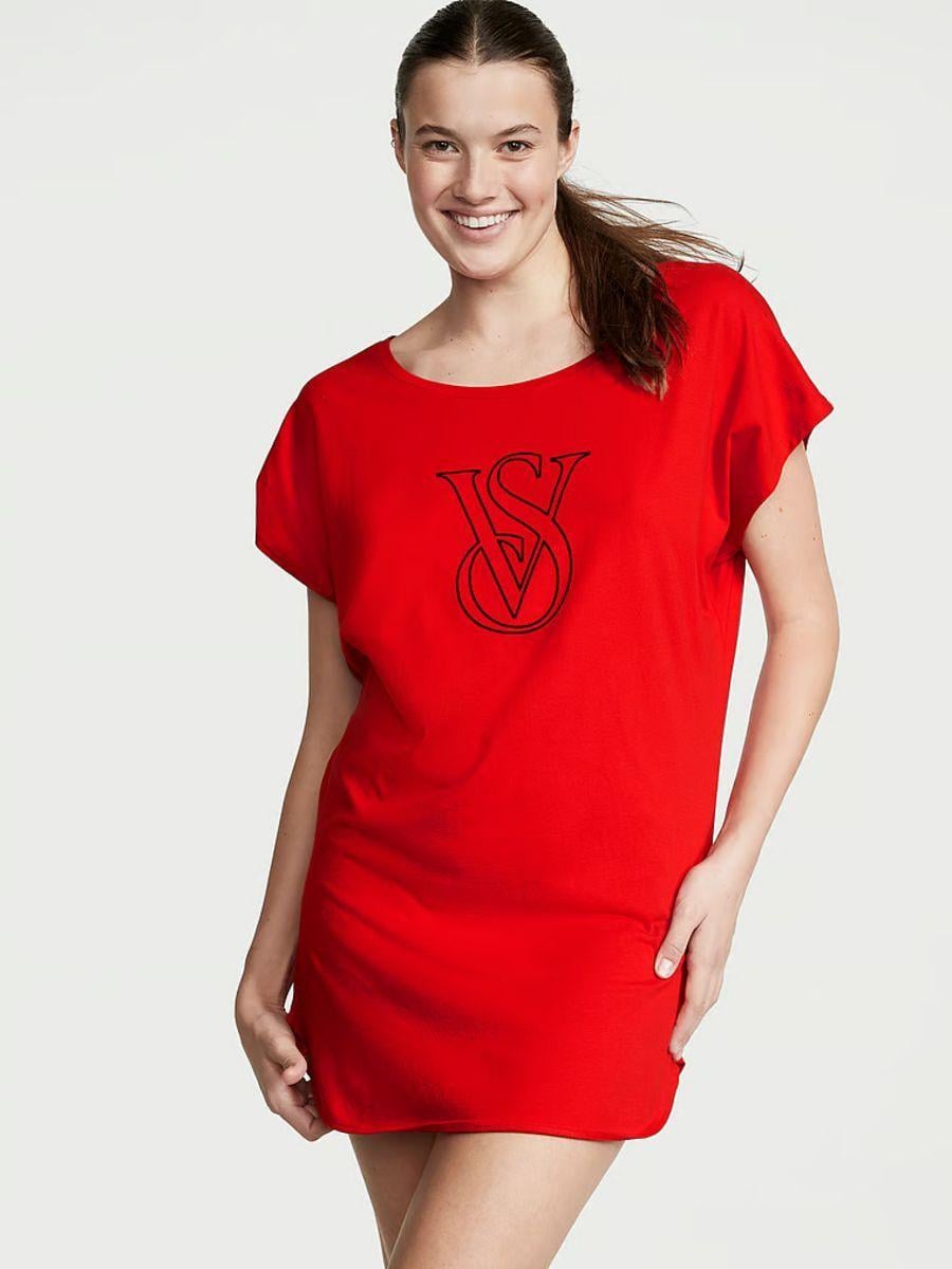 Ночная рубашка Victoria's Secret Lightweight Cotton Dolman XS/S Бордовый (2222406272)