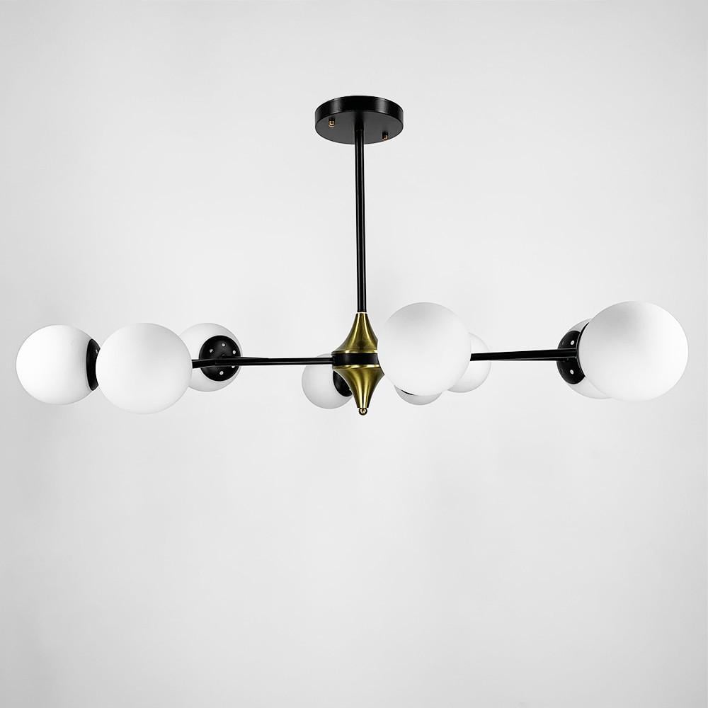 Люстра із поворотними гілочками на 9 білих плафонів Ø 120 см Чорний (K 21/9 BK+WT new d12)