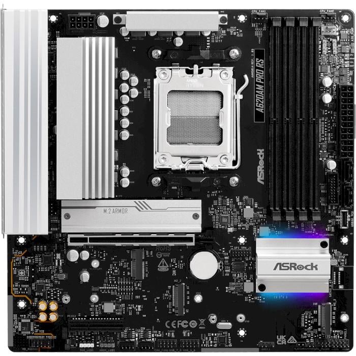 Материнская плата ASRock A620AM Pro RS Micro-ATX sAM5 AMD A620A 4xDDR5 3xM.2 2xSATA DP HDMI 2.5GbE Black (31330568)