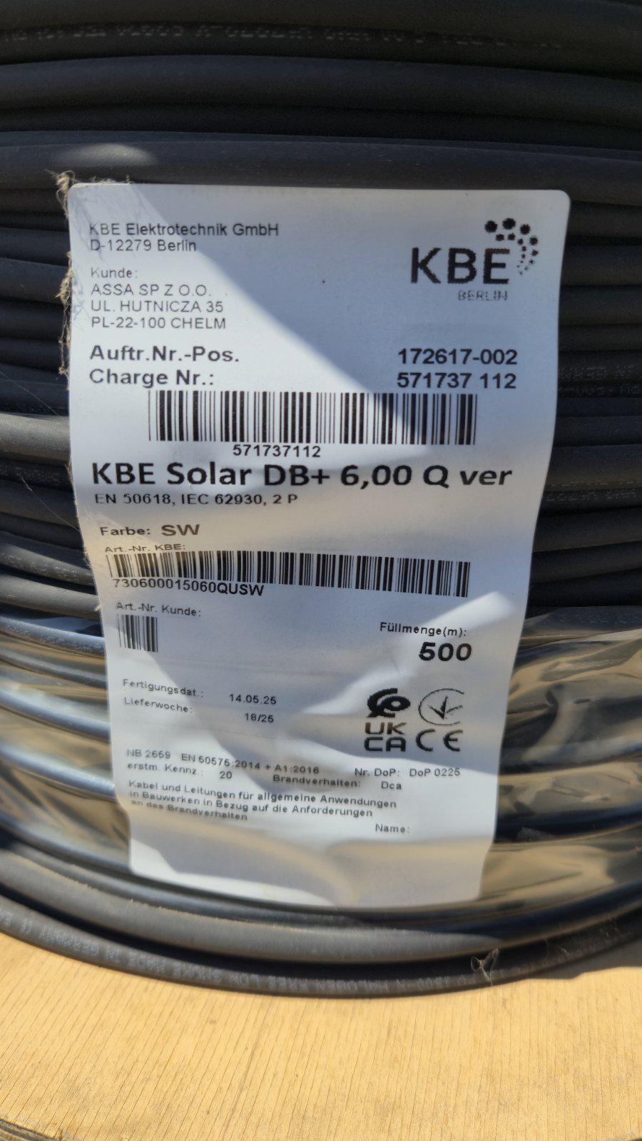 Кабель для солнечных панелей KBE Solar 6 мм Черный (1211121) - фото 2