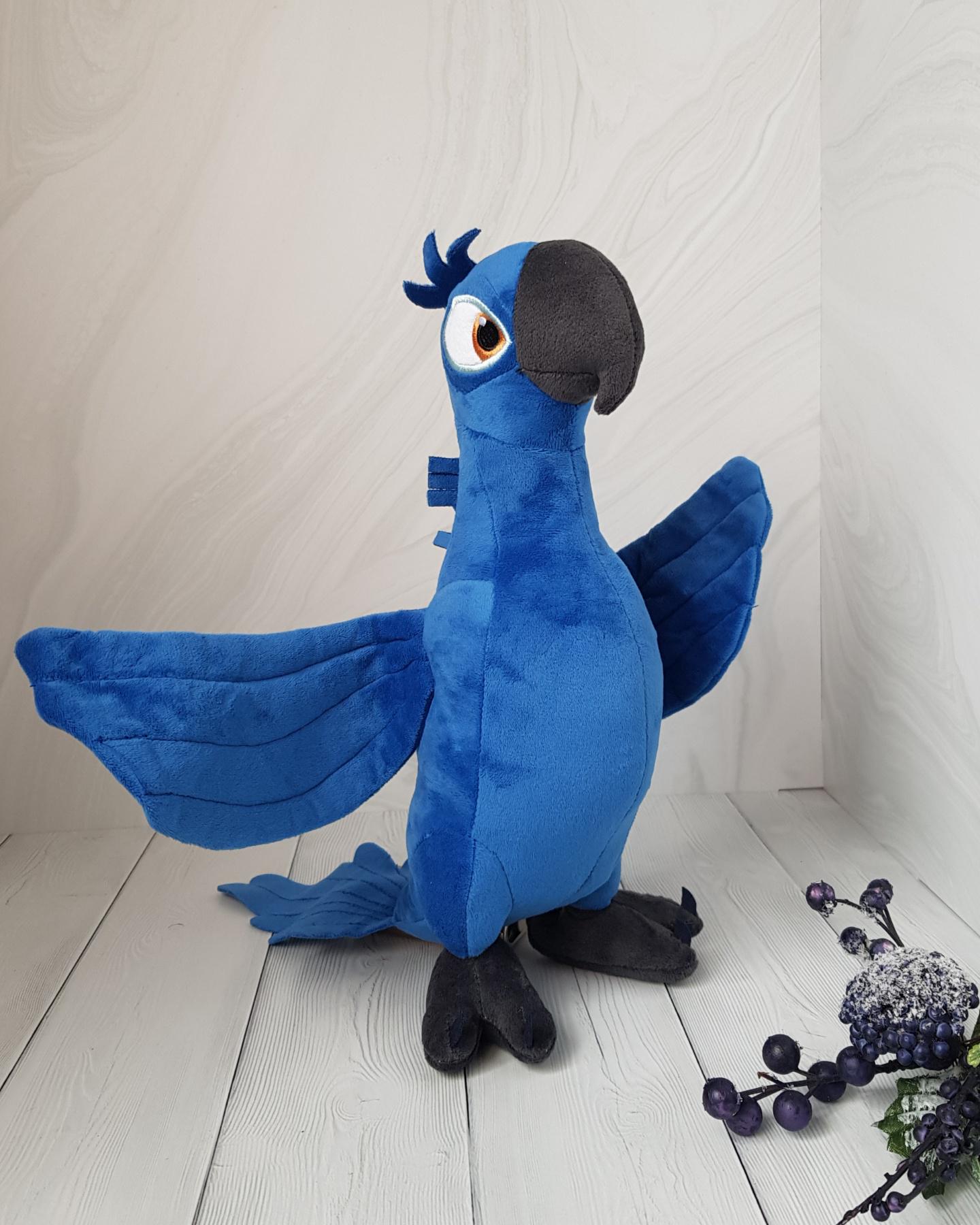 Мягкая игрушка попугай Голубчик Попугай Ара герой мультфильма Рио 30 см Голубой (2075399096) - фото 2