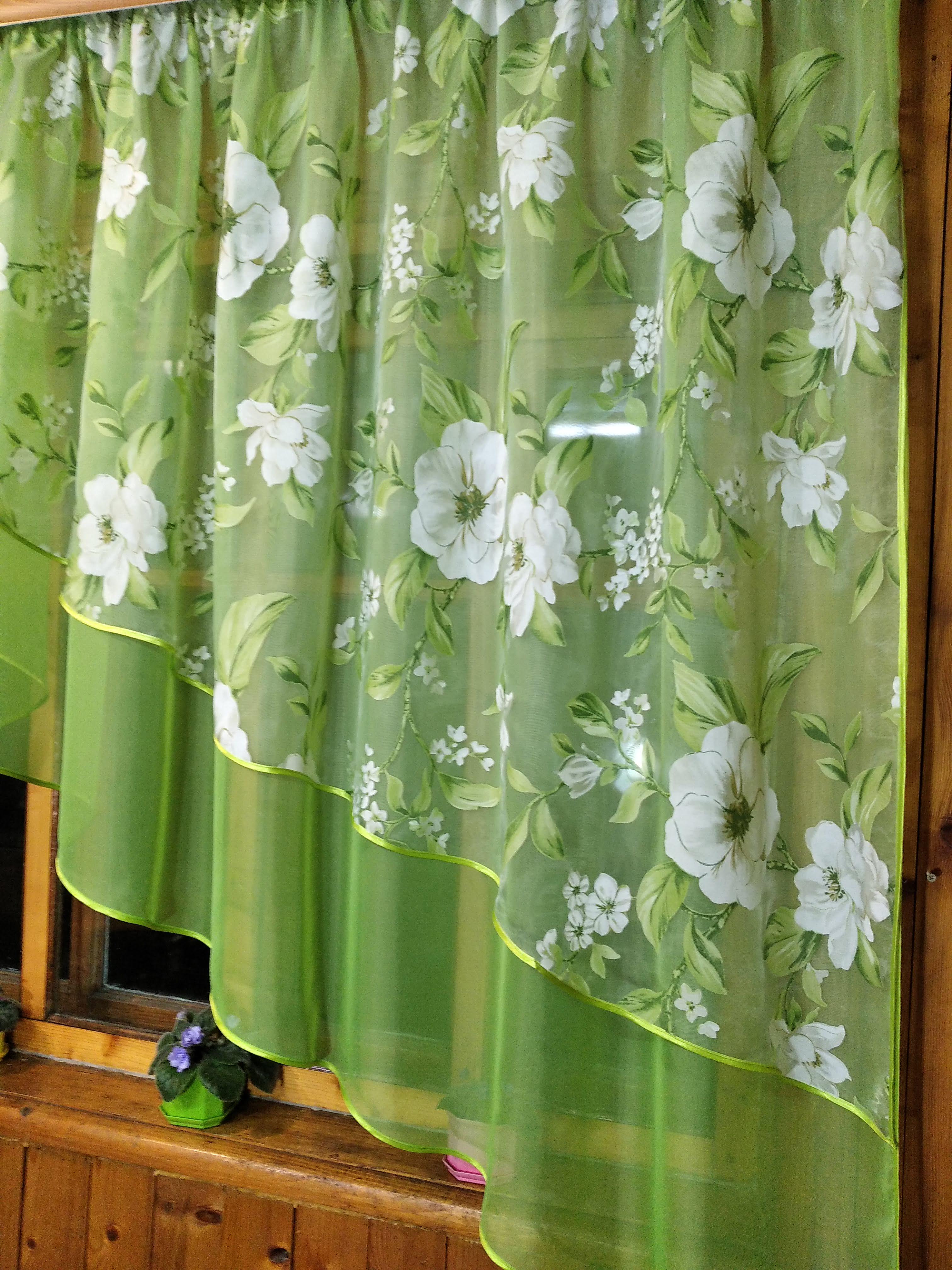 Занавеска короткая готовая Ника правая Салатовый/Яблочный (1492524344) - фото 4