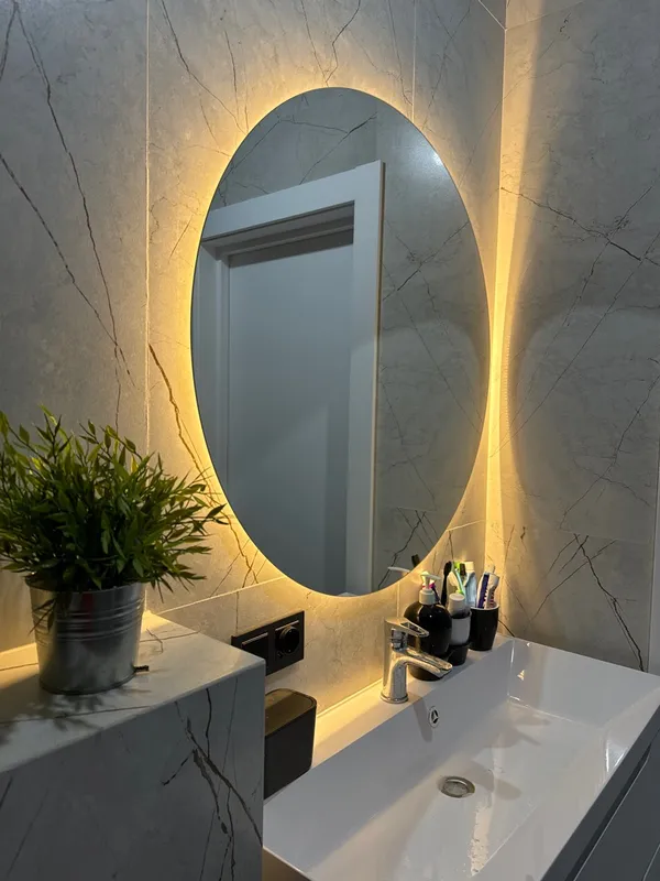 Зеркало для ванной комнаты круглое с фоновой подсветкой 120 см (26643229)