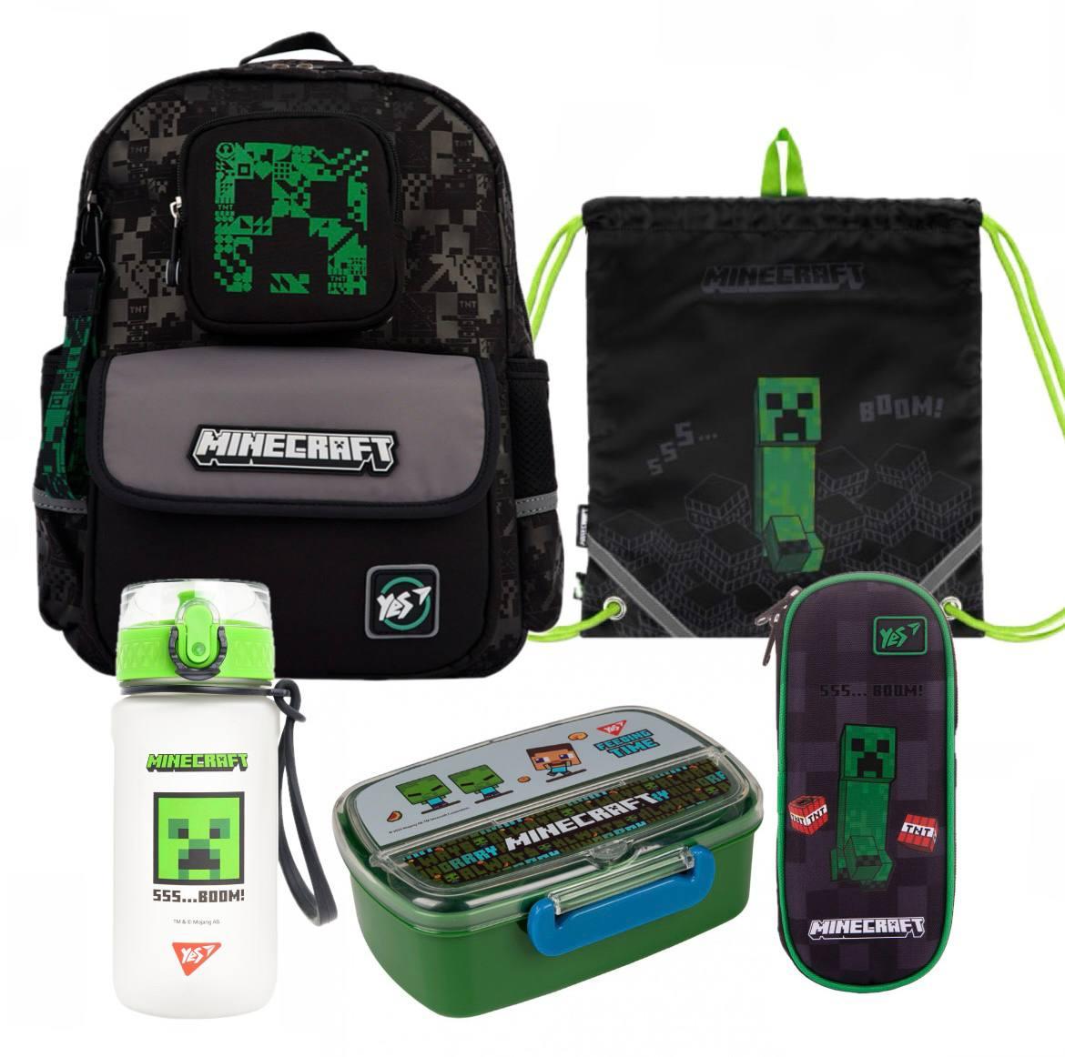 Набір рюкзак шкільний/пенал/сумка/пляшка/ланч-бокс YES Minecraft Unique S-104 (559838K)