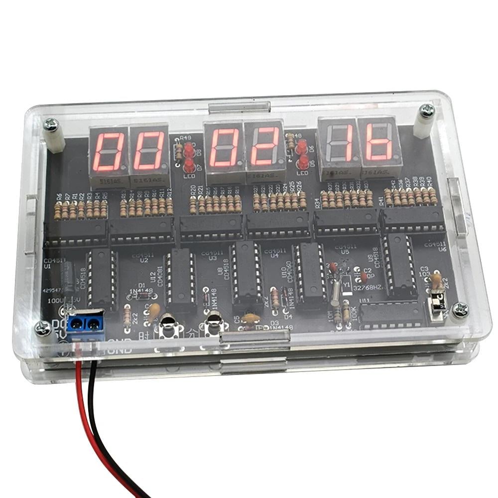 Конструктор-плата тренувальний DIY Електронний годинник 5V з корпусом (00-00028936)