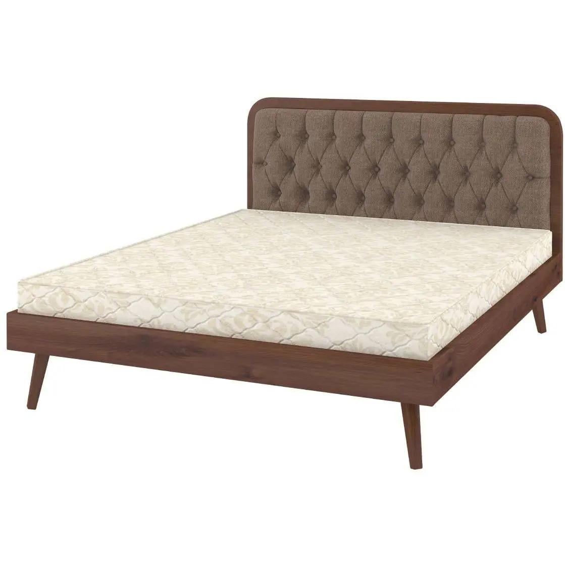 Ліжко двоспальне MebiGrand Токіо з м'яким узголів'ям Аляска 02 160x200 см Горіх лісовий/Темно-бежевий (51888)