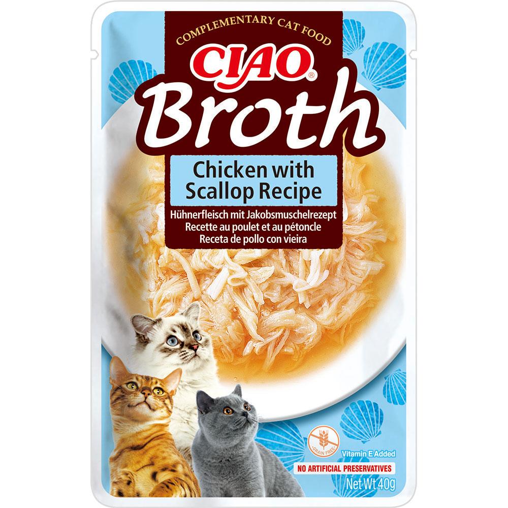 Корм влажный для кошек Inaba CIAO Broth с тушеной курицей и гребешком бульоне 40 г (1928499790)