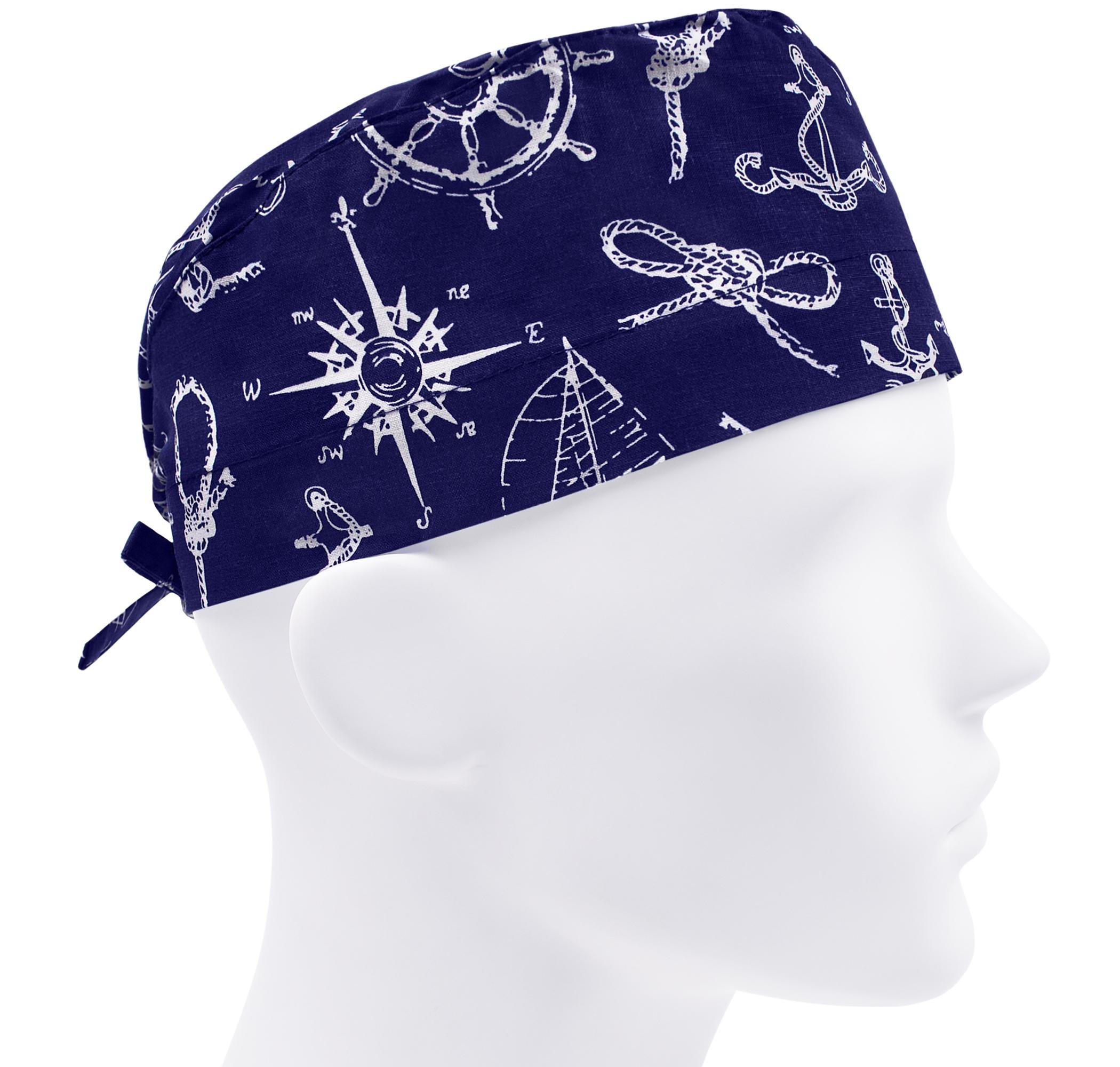 Шапочка медицинская мужская FloralScrubs Морские узлы на синем универсальная (М098)