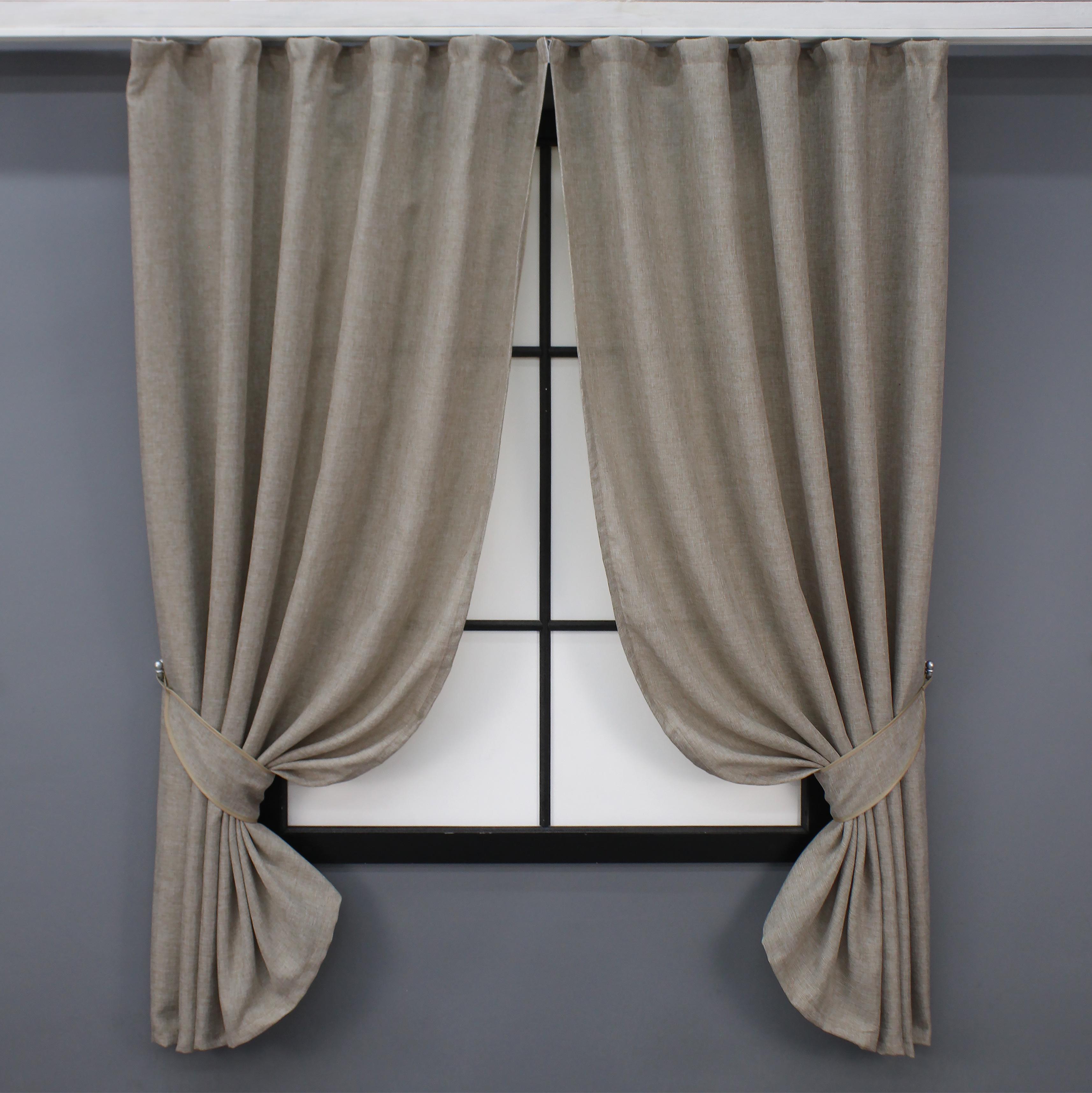 Комплект коротких штор VR-Textil Лен Мешковина № 113ш 130х170 см 2 шт. Светло-кофейный (35-0116)