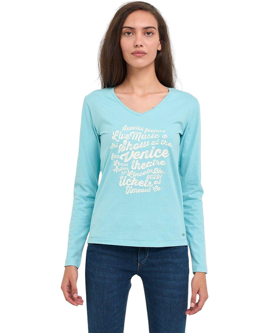 Футболка жіноча Timeout 20174213.259 з довгим рукавом XL Бірюзовий (5942723105288)