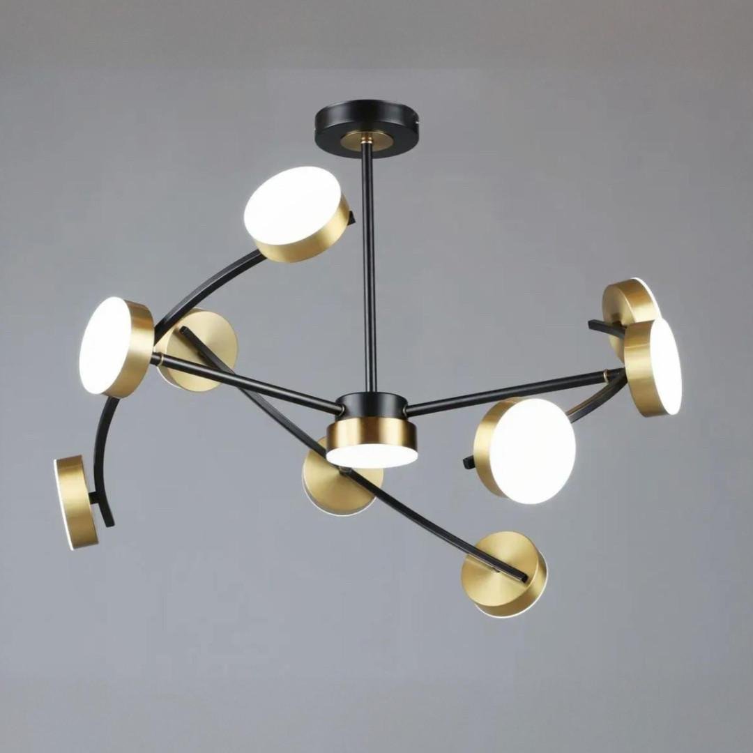 Люстра светодиодная Sirius на десять плафонов 70W 3000-6500К Черный/Медный (B N6340/10 BK+COP)