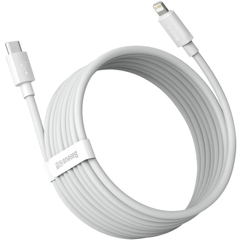 Кабель Baseus TZCATLZJ-02 Simple Wisdom Cable Type-C to Lightning Kit 5A 1,5 м 2PCS-Set 1,5 м White