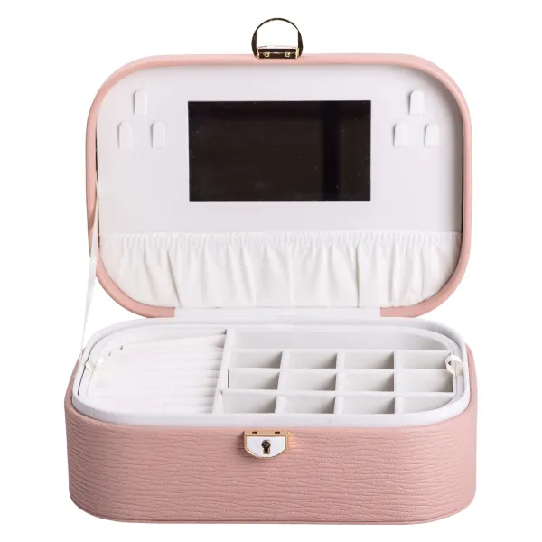 Ящик-органайзер для украшений с замком 26х18х9,5 см Розовый