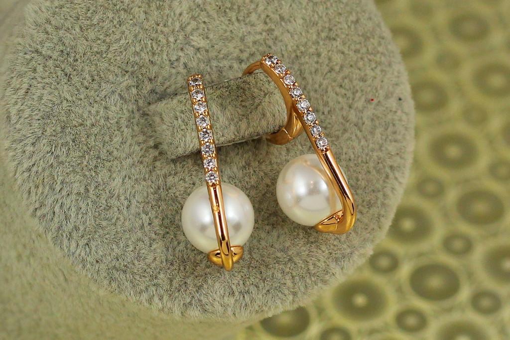 Серьги Xuping Jewelry абзац с жемчужиной 2,9 см Золотистый (2574102093)