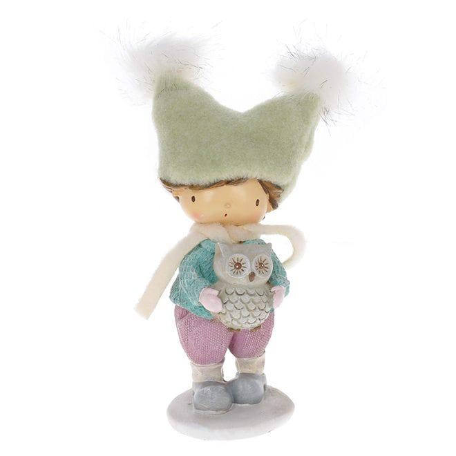 Фигурка новогодняя Flora Мальчик с совой 23 см (12713)