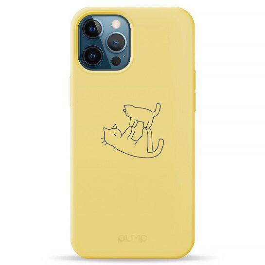 Чохол Pump Silicone Minimalistic Case для iPhone 12 Pro Max Cat on Cat З малюнком Жовтий