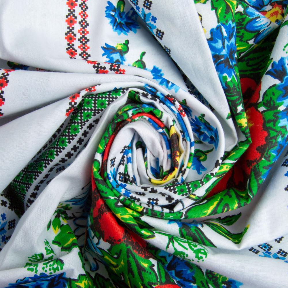 Ткань бязь ранфорс для постельного белья 23R-14524 Этническая украинская вышивка 130 гр/м2 240 см (25850)