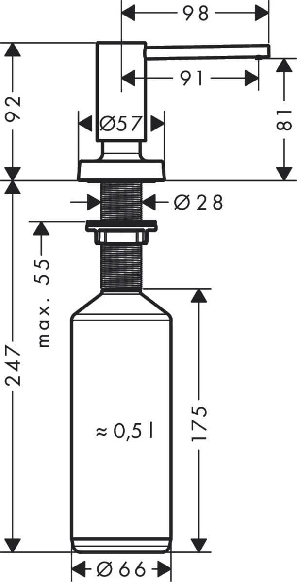 Дозатор для мыла Hansgrohe A51 Modern 500 мл Хром (40448000) - фото 6