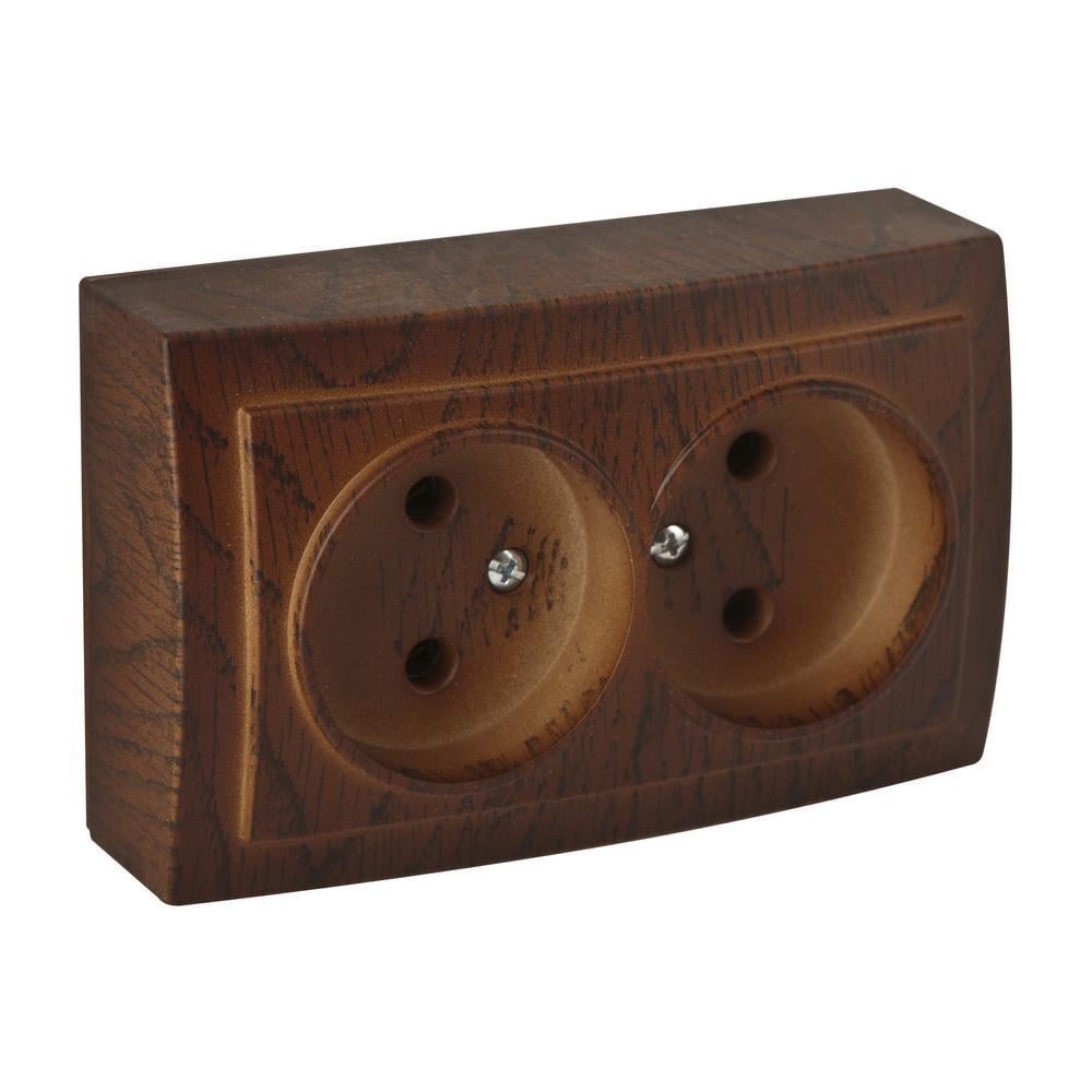 Розетка Nilson Themis подвійна без заземлення Горіх (26271024)