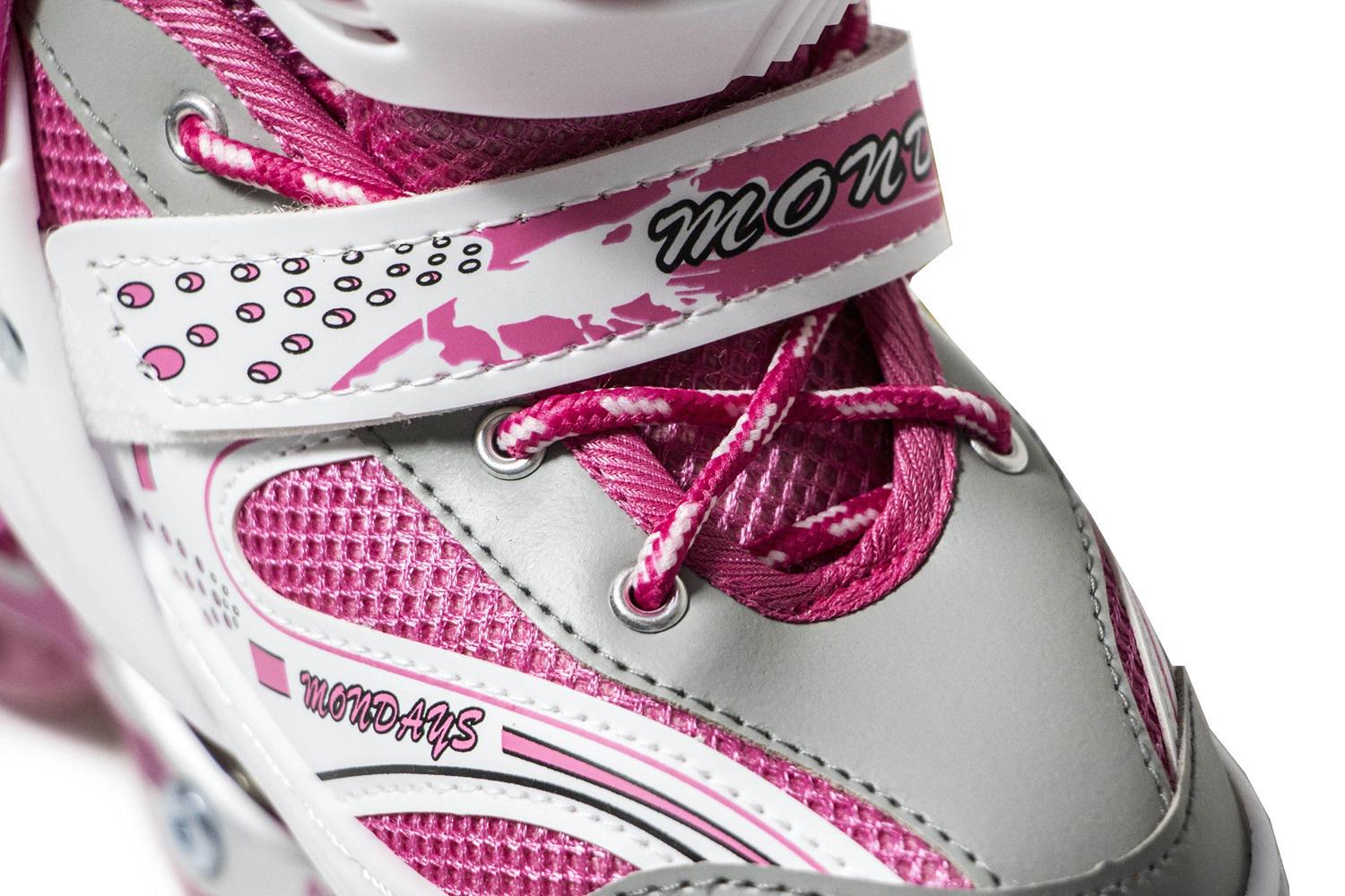 Роликовые коньки Happy Mondays колеса со светом PU 23,5-27 см р. 38-42 Pink (21658521) - фото 6