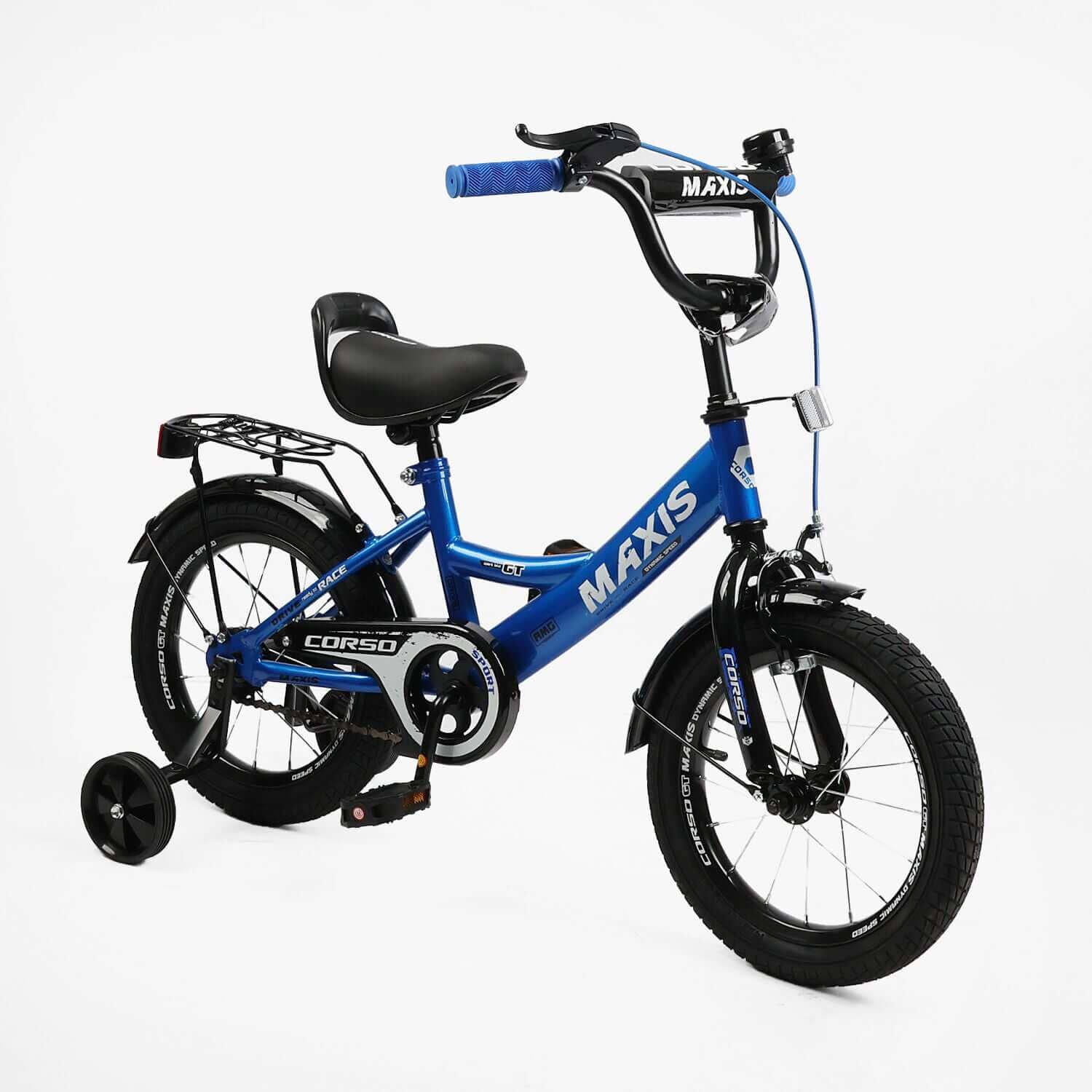 Велосипед двоколісний Corso MAXIS 14" дитячий з багажником Синій (537297624)