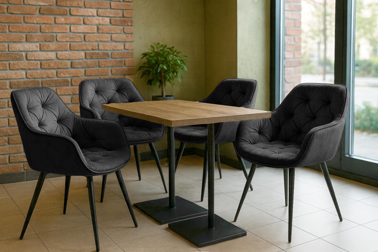 Комплект обідніх стільців Аріс М-65 4 шт. з підлокітниками велюр 860x580x590 мм Сірий/Чорний