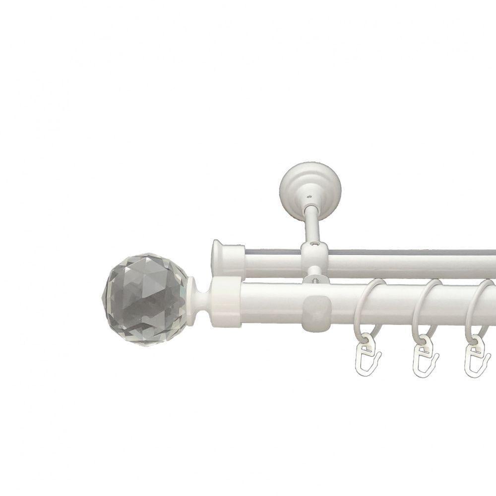 Карниз металлический Orvit Люмиера двухрядный оппозитный/гладкая профильная труба/кольцо металлическое Арктис 25/19 мм 160 см (00-00009578)