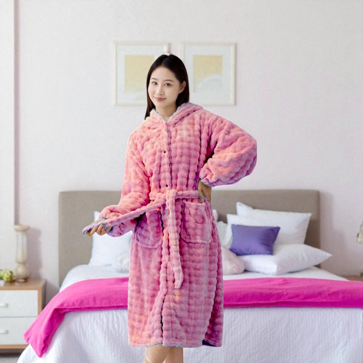 Халат женский теплый Koloco с капюшоном one size (41994) - фото 2