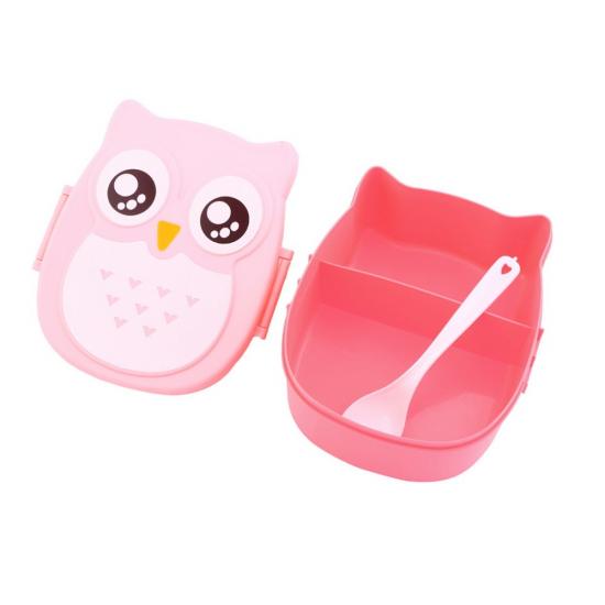 Ланч-бокс з ложкою Bento Сова 1050 мл Pink (108996) Ланч-бокс з ложкою Bento Сова 1050 мл Pink (108996)