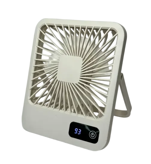 Вентилятор портативный аккумуляторный с LED-дисплеем Белый (10038-X3)