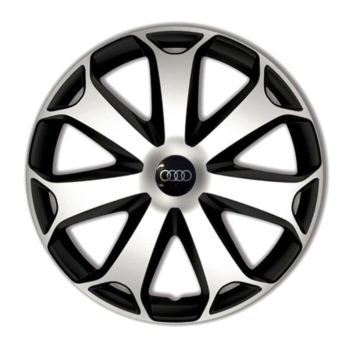 Колпаки для колес 4 Racing Mega R15 с логотипом Audi 4 шт. Silver/Black