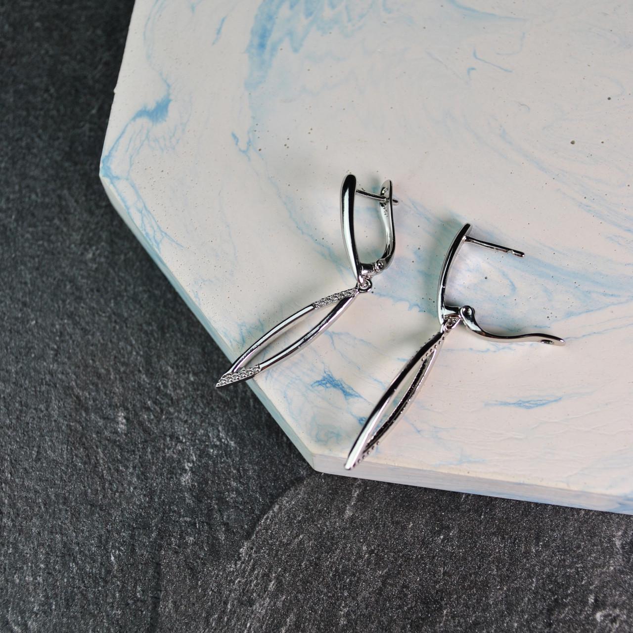 Сережки декоративные подвески медицинская сталь родий (x086-1) - фото 4