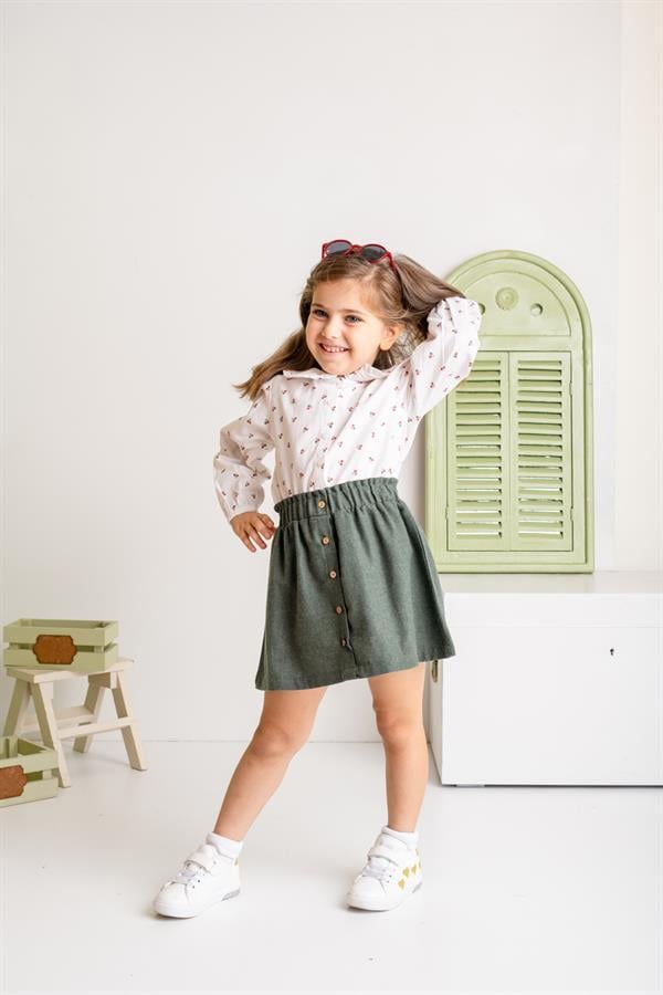 Юбка для девочки плетеная на пуговицах Mininio 5 лет 110 см Зеленый (8683169189759)