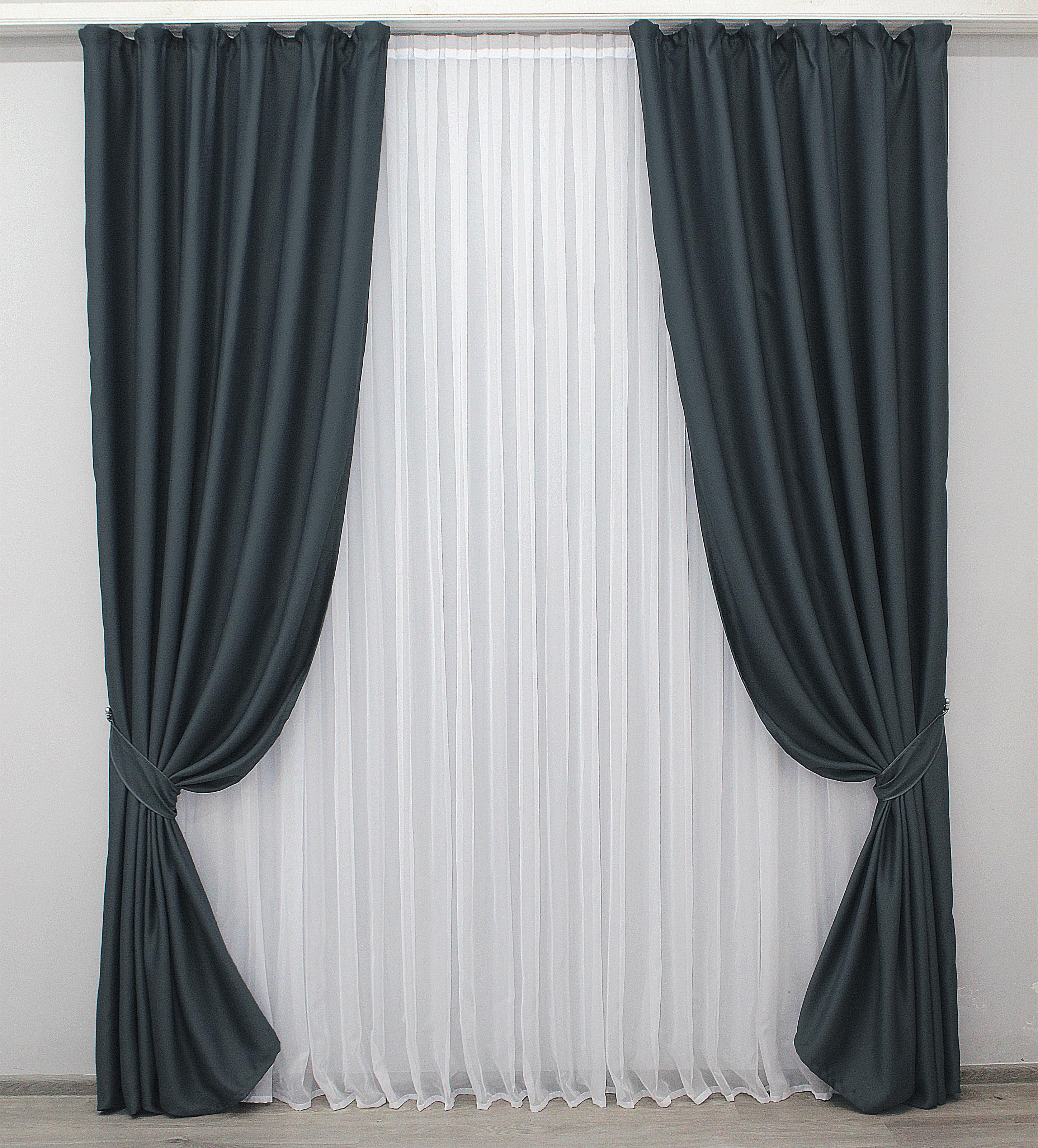 Комплект штор VR-Textil Bruno XO № 1116ш блэкаут 150х270 см 2 шт. Графитовый (30-937)