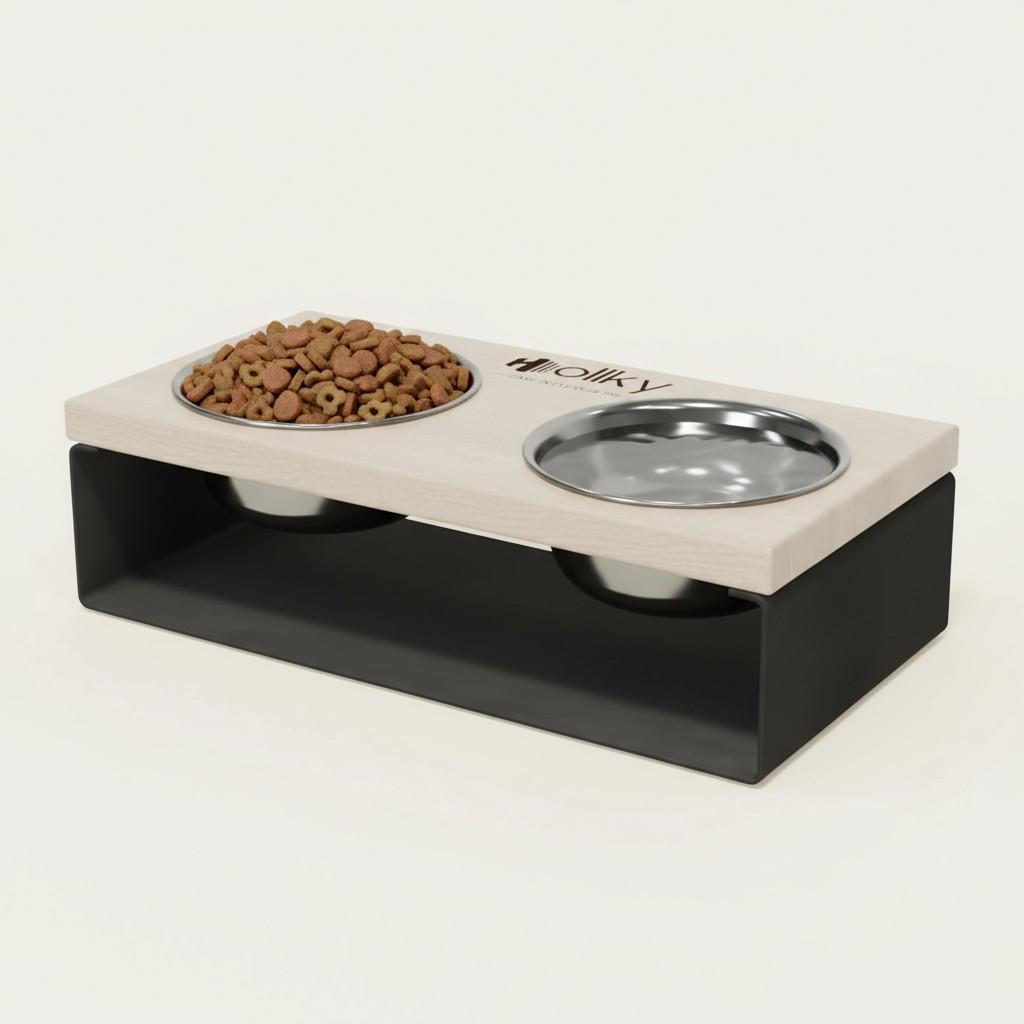 Миски на подставке из цельного металлического листа для собак и котов Hollky SteelWood S 2х0,45 л (SWS-36188-GRWH) - фото 2 Миски на подставке из цельного металлического листа для собак и котов Hollky SteelWood S 2х0,45 л (SWS-36188-GRWH) - фото 2