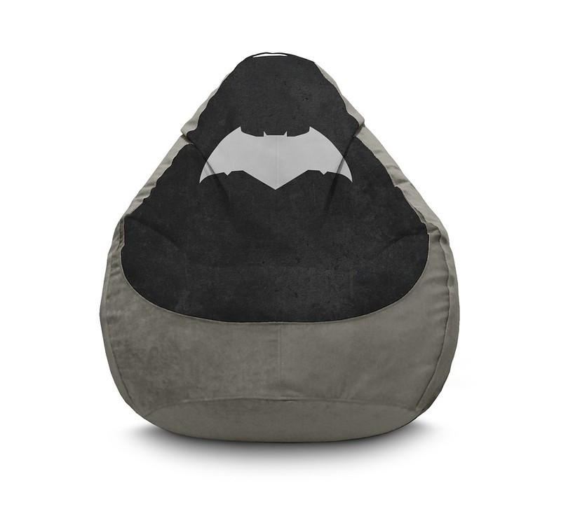 Кресло мешок iPuff Batman New logo gray Флок XL 80x110 см Серый