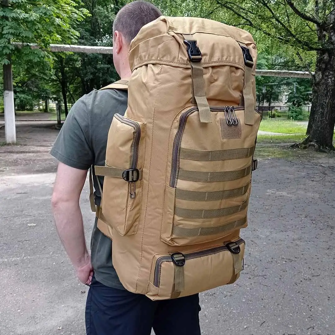 Рюкзак армійський Tactical із системою MOLLE 70 л Койот (ta70E-coyote) - фото 2