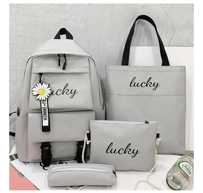 Школьный рюкзак LUCKY 4в1 рюкзак/шоппер/пенал/сумочка Серый - фото 2