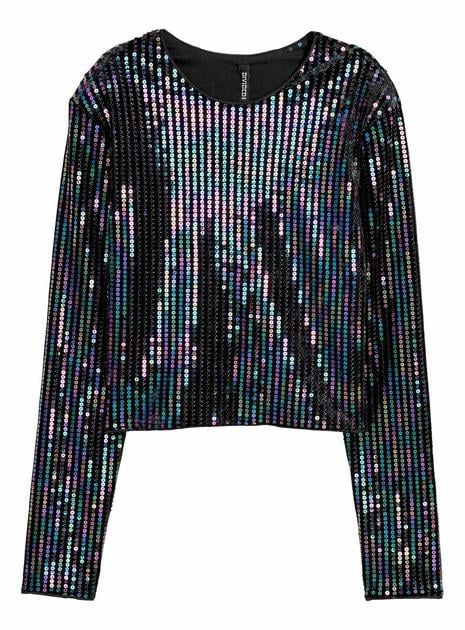 Топ H&M с пайетками XS Черный (601781П)