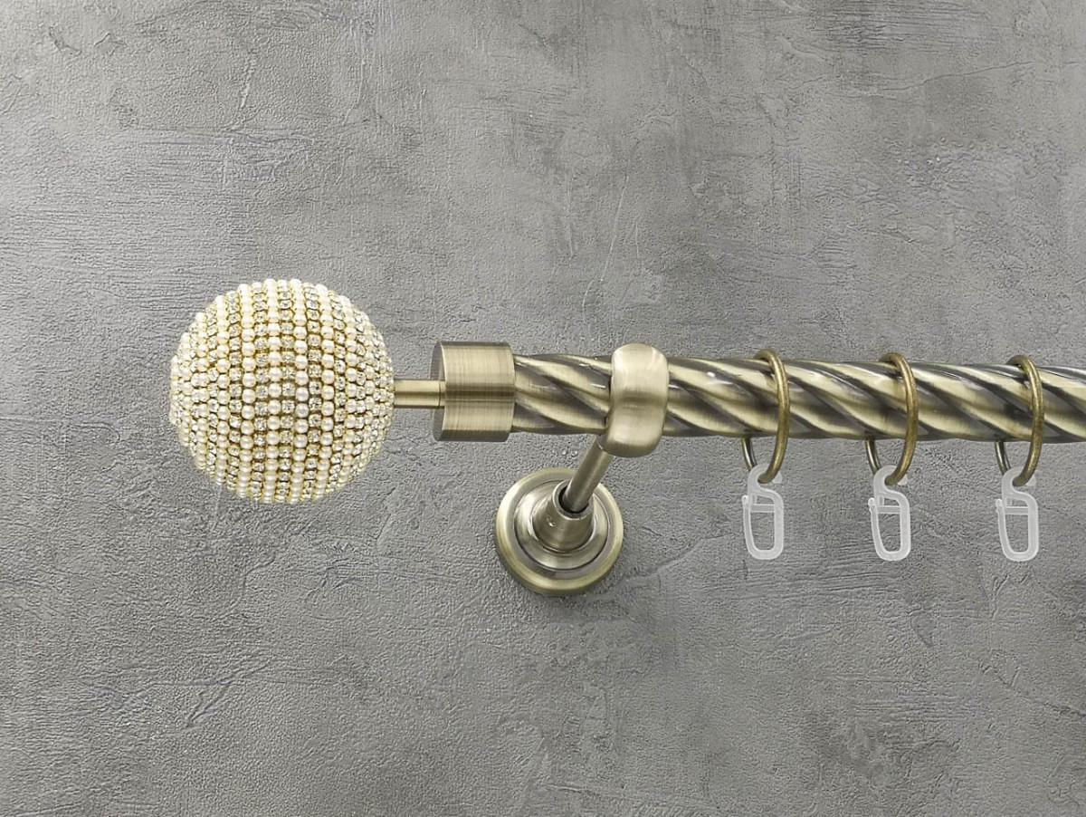 Карниз Quadrum Карера витая штанга одинарный открытый 25 мм 300 см Антик (262042361)