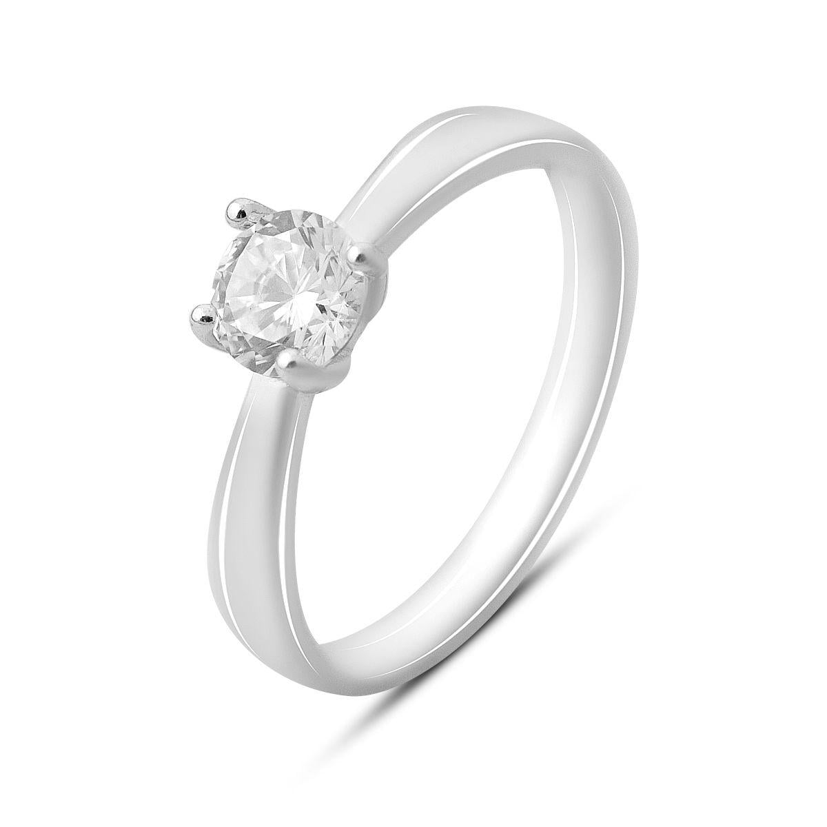 Кольцо серебрянное с фианитом круглой огранки классический солитер р. 17