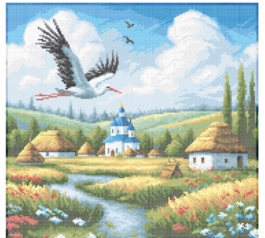 Бісерна схема Золота Підкова Айстра над селом ЗПП-041