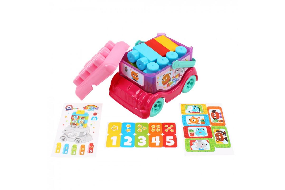 Игрушка ТехноК Автобус-конструктор Розовый