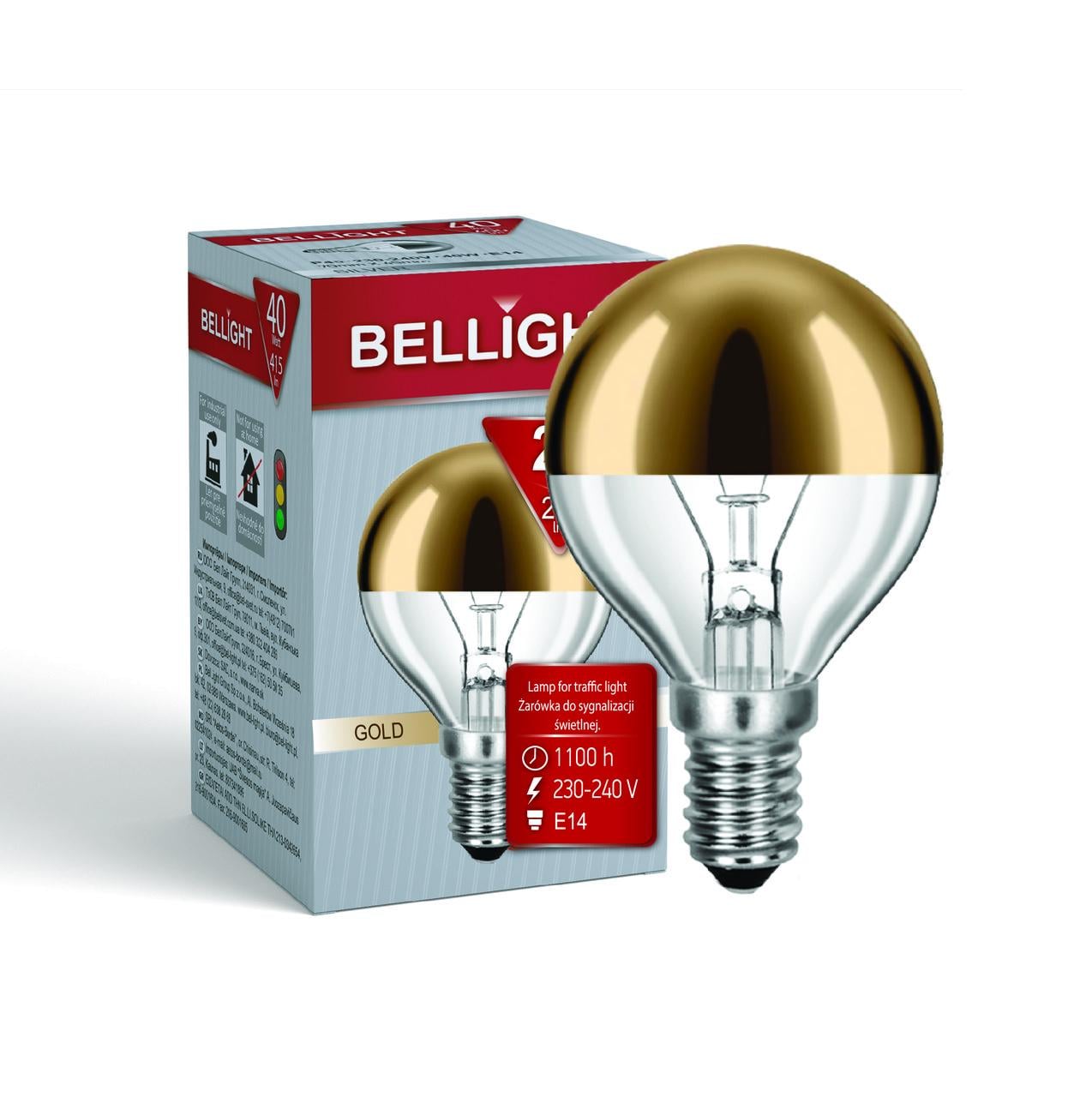 Лампа розжарювання Bellight декоративна Р45 40W Е14 купол Золотий (2164251912)